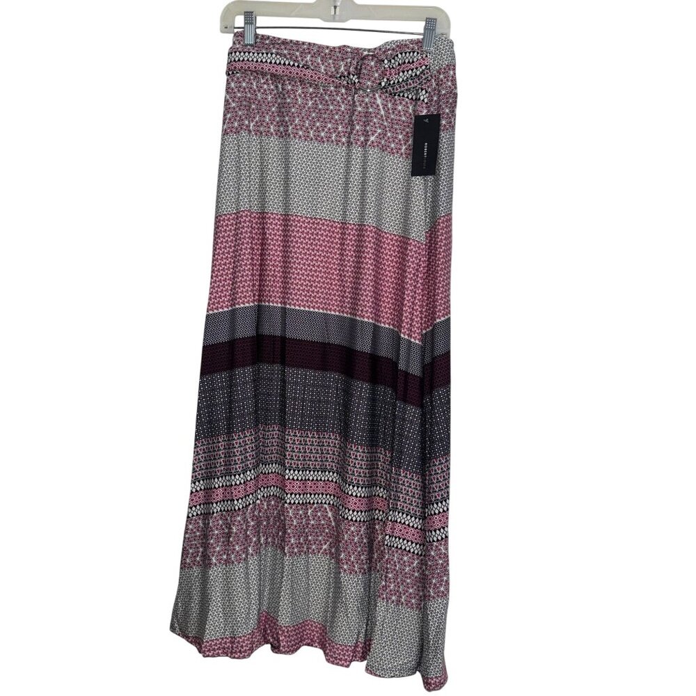 Robert Louis Womens Mid-Length Geometric Print Skirt With Belt XL Polyester/Span